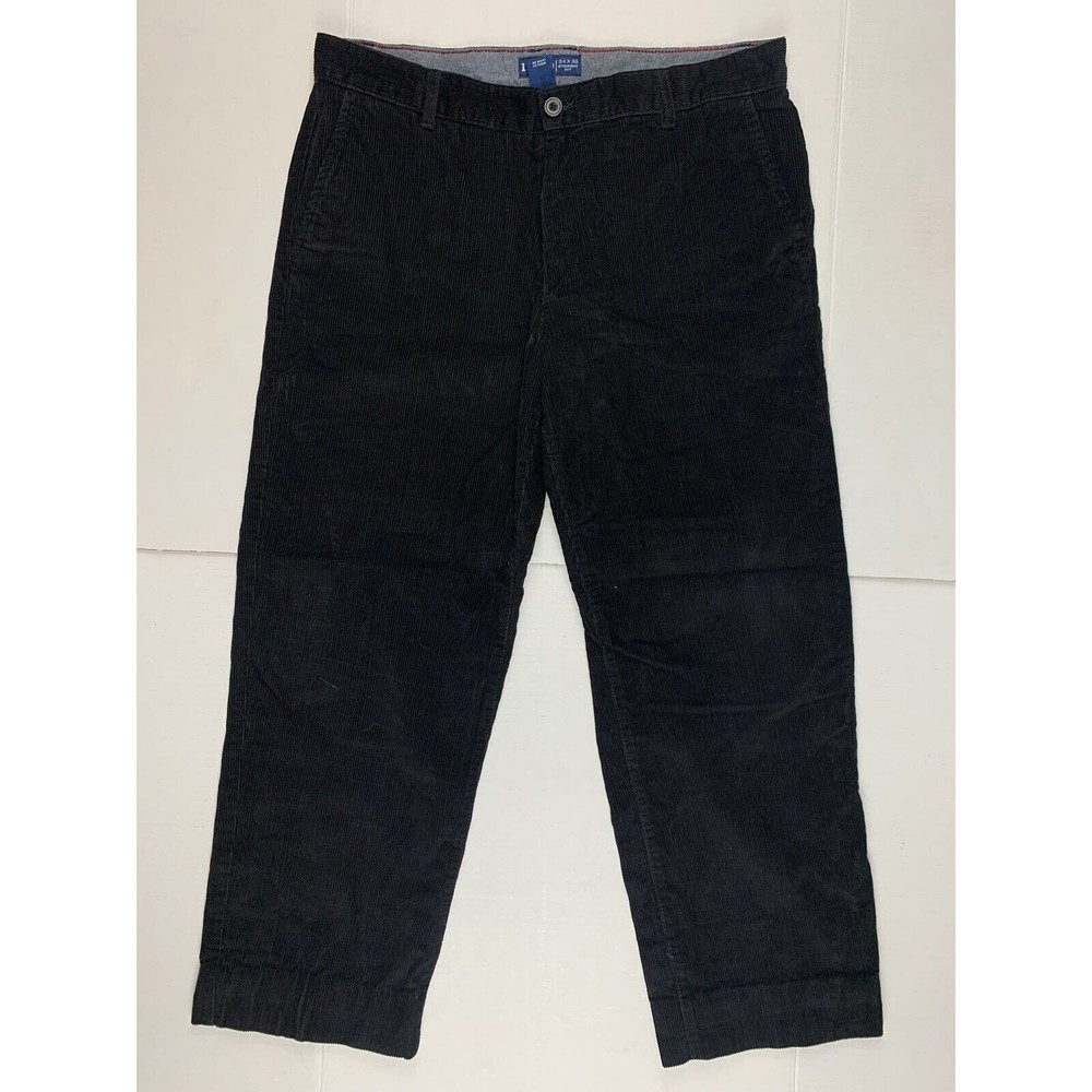 IZOD Men's 34x30 (34x27) Black Corduroy Pants Flat Front Straight Fit